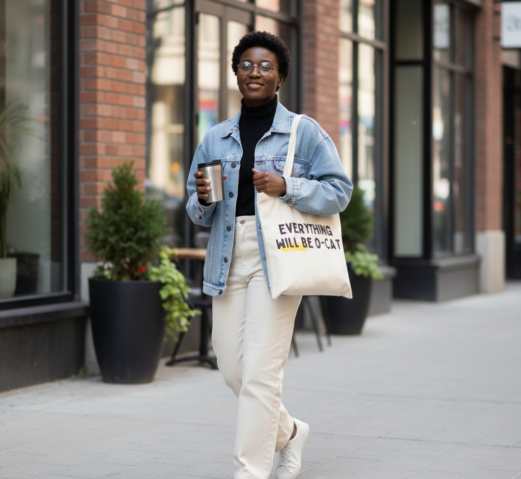 Funny Cat Tote Bag - Everything Will Be O-cat - Atelier Muse Pet