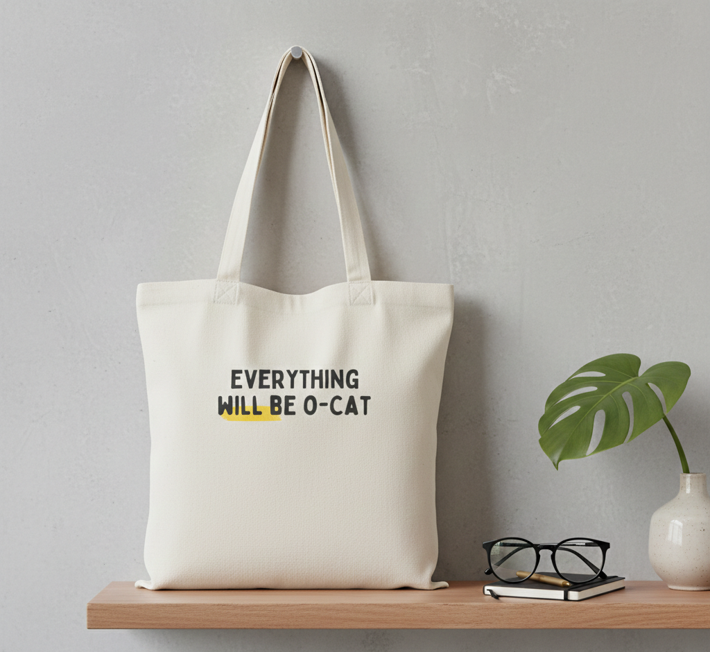 Funny Cat Tote Bag - Everything Will Be O-cat - Atelier Muse Pet