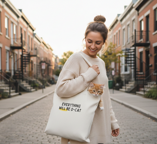 Funny Cat Tote Bag - Everything Will Be O-cat - Atelier Muse Pet