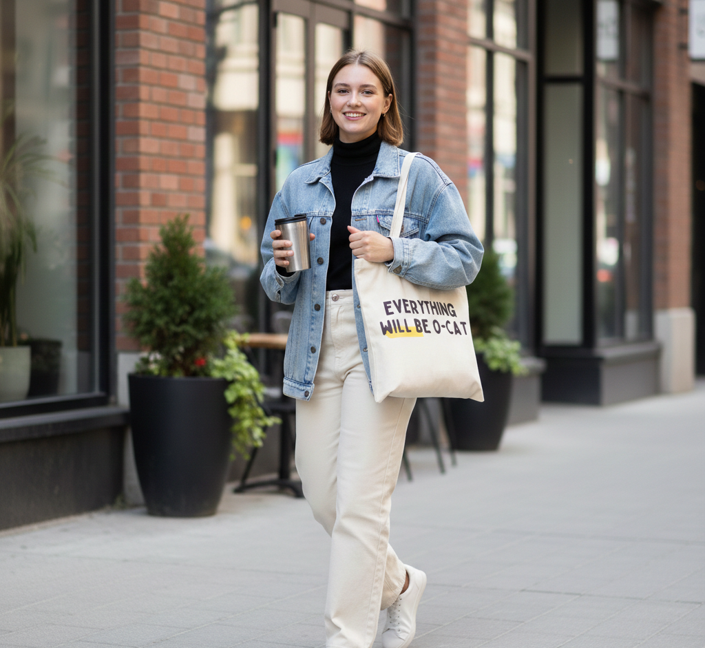 Funny Cat Tote Bag - Everything Will Be O-cat - Atelier Muse Pet